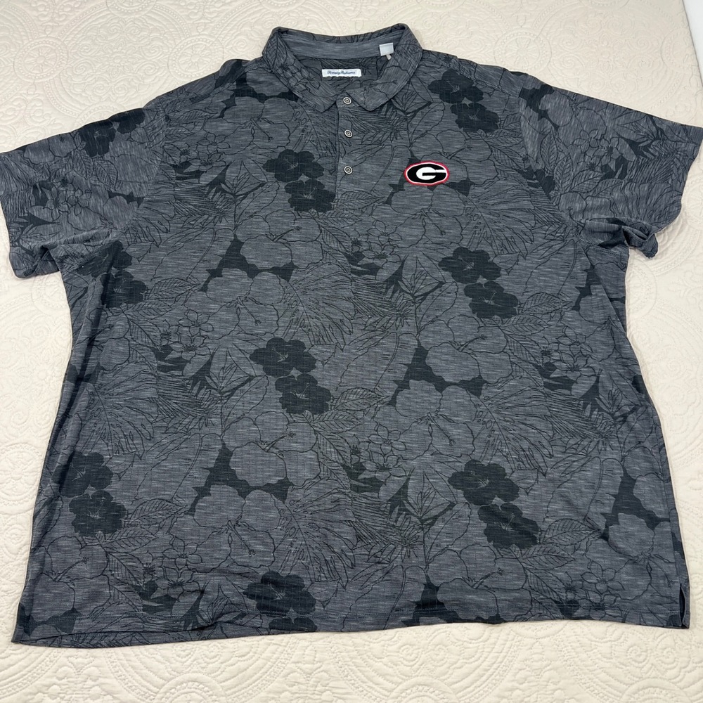 Tommy Bahama Georgia Bulldogs Mens 4XLB Polo Shirt Grey Floral Hawaiian UGA - Picture 2 of 8